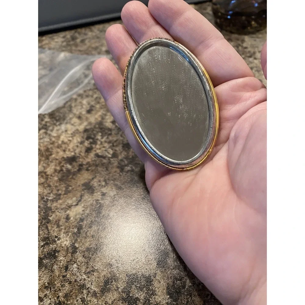 Vintage 1970's Coca-Cola Oval Pocket Mirror -girl in yellow